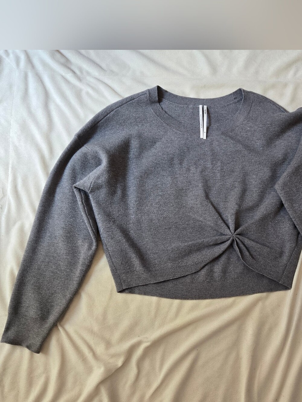 Anthropologie The Gemini Pullover Sweater Gray Twist Detail Cropped Size Medium